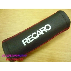 ปลอกหุ้มเบรคมือ หนัง สีดำ ด้ายแดง ลาย RECARO V.1